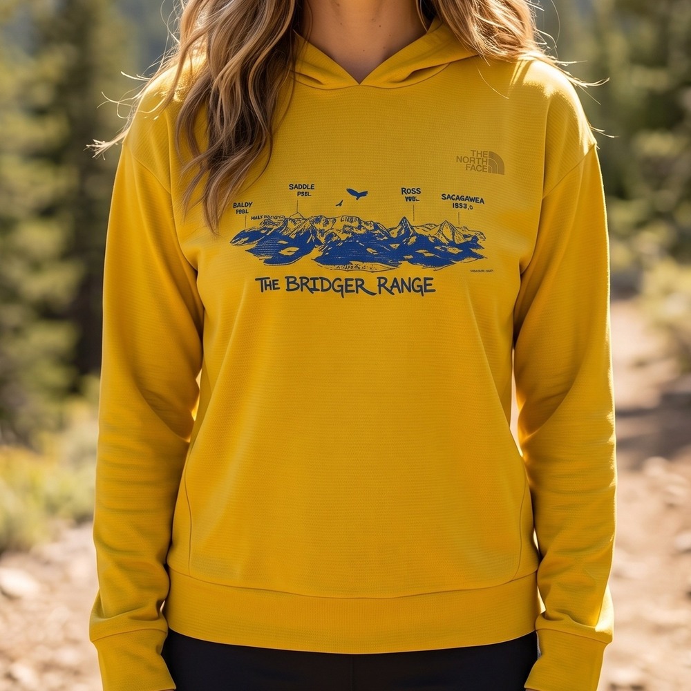 The North Face Womens Bridger Range Mountain‎ Graphic Sun Hoodie Yellow M